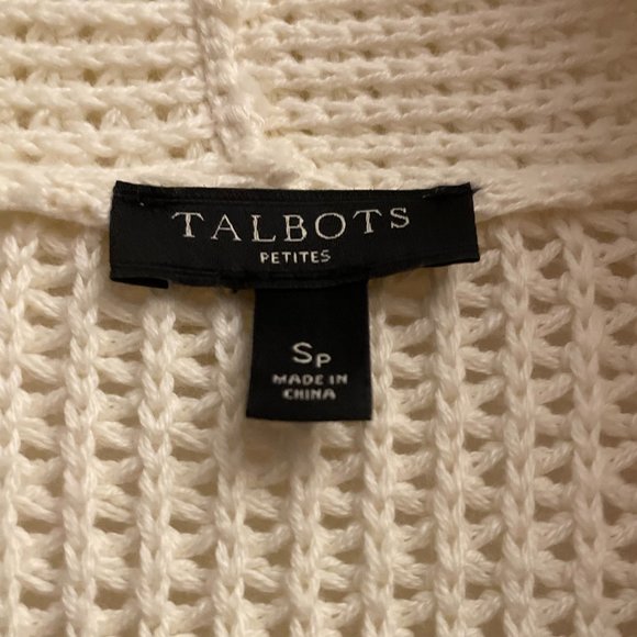 White S Talbots Ivory Cardigan Sweater Cotton Cashmere Blend - Picture 2 of 4